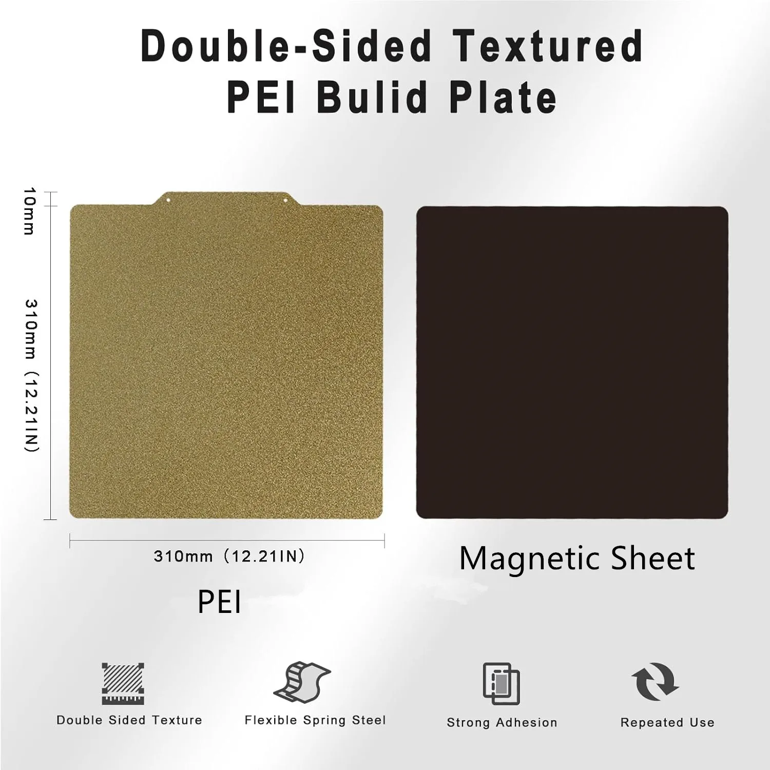 Geeetech Textured PEI Build Plate for A10/A20 A20T/A30 Series 3D Printer 235/260/310mm PEI Flexible Spring Steel Removable Bed