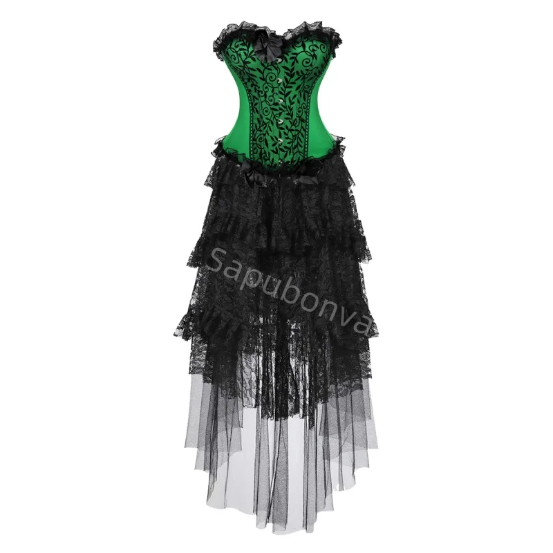 

Корсетное платье-костюм с кружевным бюстье, сексуальный бурлескный наряд для женщин, большие размеры, готический стиль, фиолетовый, на Хэллоуин