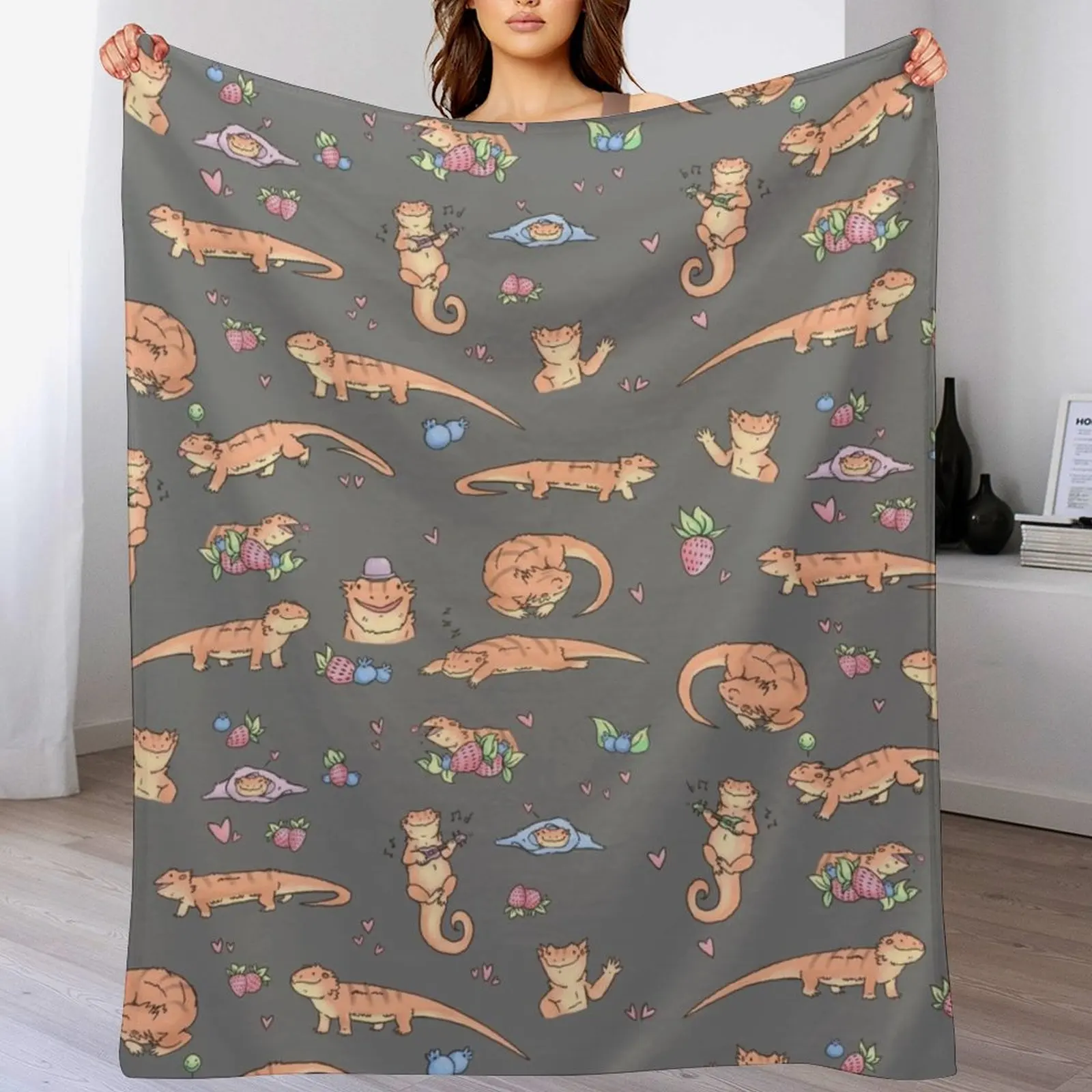 Dragons and berries Throw Blanket Warm Comfortable Blanket for Office Napping