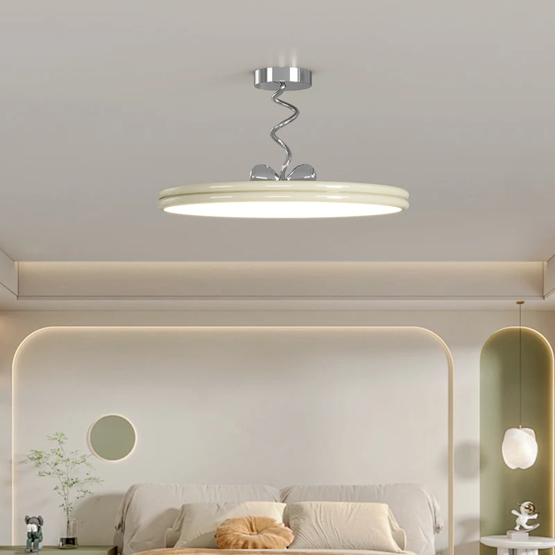 Modern New Eye Protection Full Spectrum Ceiling Lamp Minimalist Cream Style Bedroom Bow Lamp Creative Design Lamp