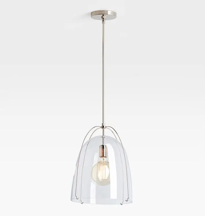 Mid Century Modern 2026 Half Clear White Glass Pendant Lamp Brass Gold Wire Frame Hanging Light Fixture for Dining Table Bar