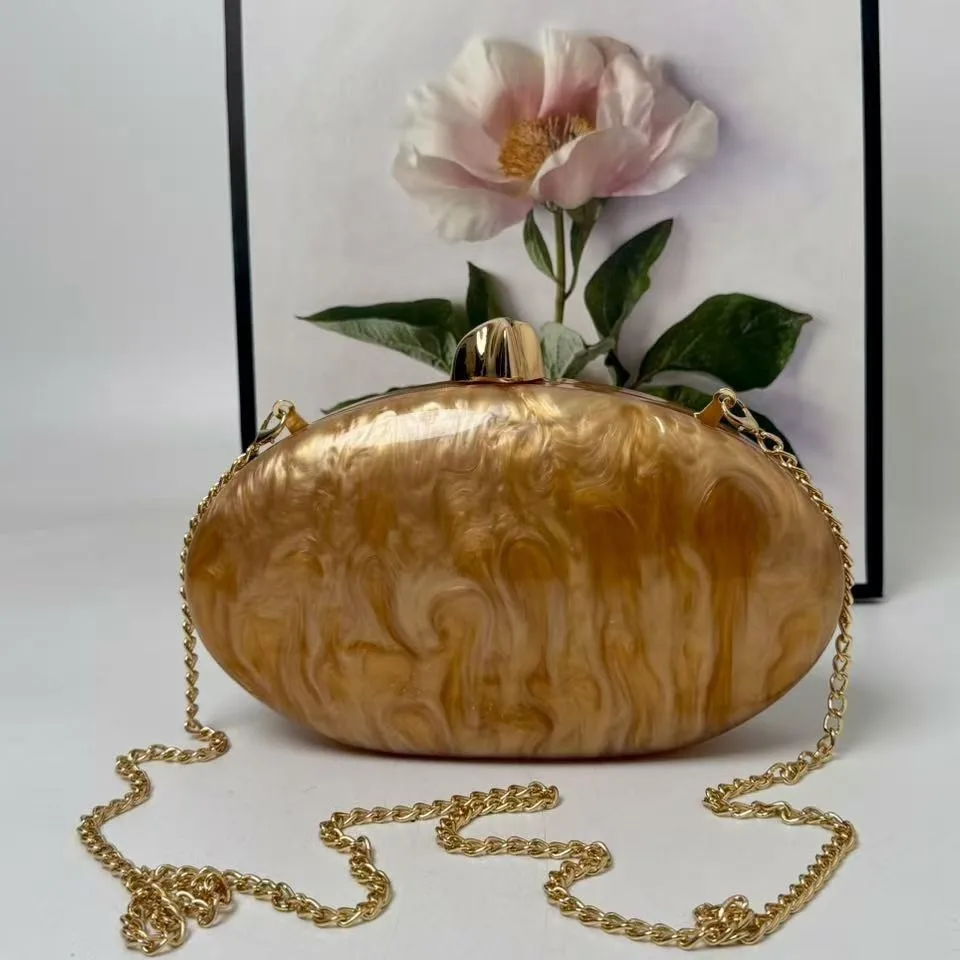 

New dinner bag one shoulder oblique span party clutch bag fashion temperament special-shaped shell acrylic wedding bag