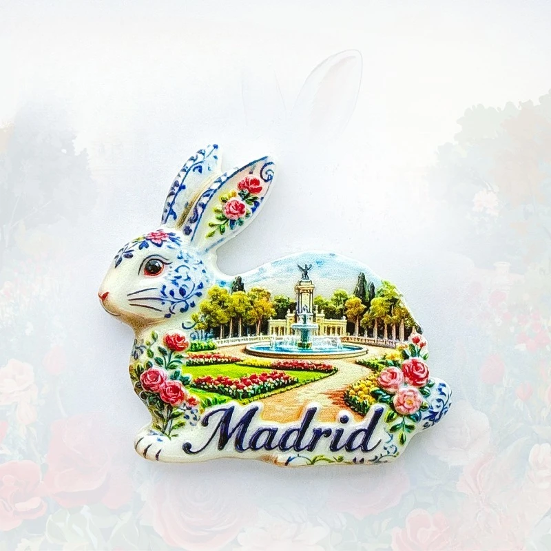 

Madrid Rabbit Fridge Magnet - Whimsical 3D Garden Souvenir Unique Spanish Nature Gift for Travel & Fairy Tale Home Decor