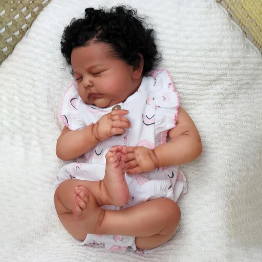 

20inch Tessa Dark Brown Skin Reborn Baby Doll Lifelike Real Baby 3D Skin Lifelike Sleeping Baby Collectible Doll Bebe Reborn