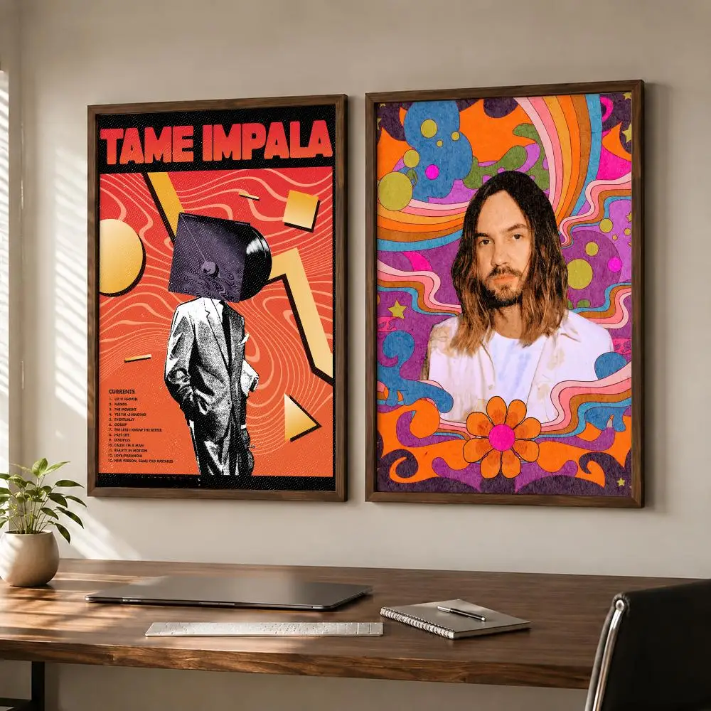 Dreamy Psychedelic Music Project Tame Impala Poster Self‑Adhesive Waterproof Sticker House  Coffee Bar Wall Art Home Decor