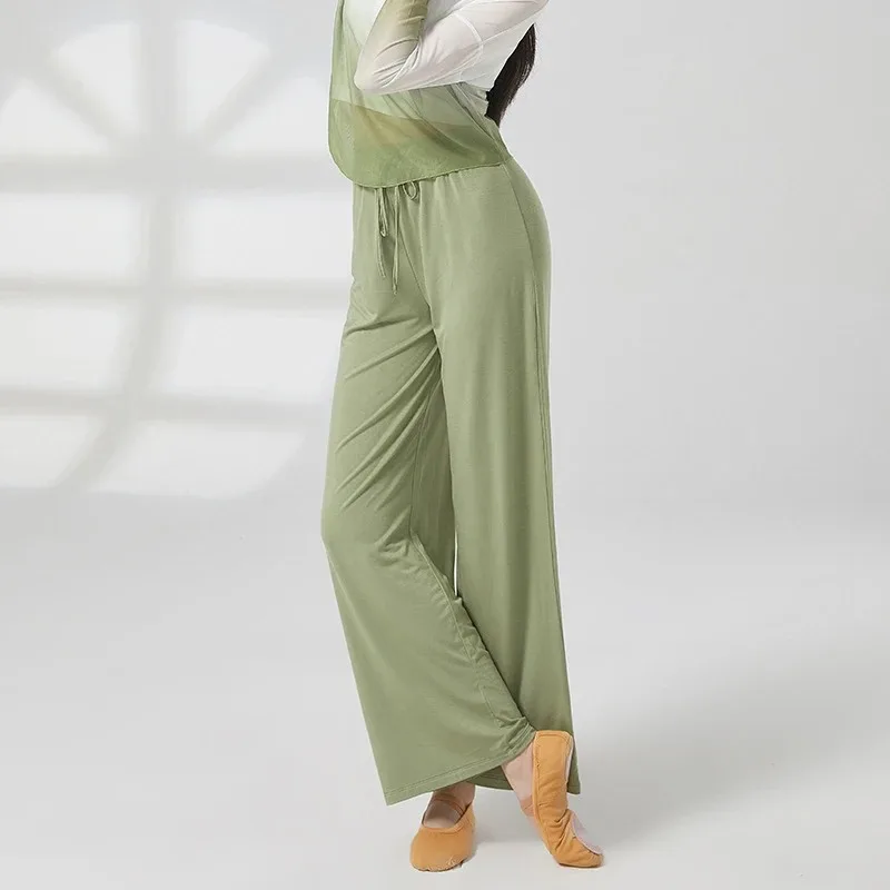 Classic Dance Pants Women Modern Dance Wide Leg Pant Soft Comfortable Yoga Body Rhyme Trainning Trousers Drawstring Elegant