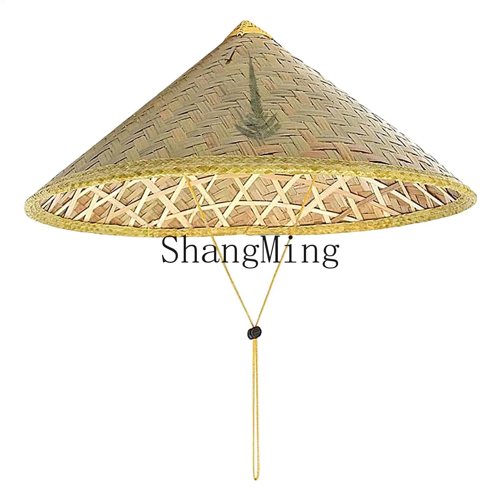 

CL Chinese Straw Hat Handmade Rattan Hat Stylish Straw Hat with Adjustable Chin Strap for Fishing, Camping and Outdoor Hiking