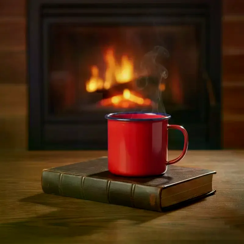 Enamel Tea Cup Rust Resistant Easy Grip Handle Large Capacity Mug for Coffee Milk Travel Picnic