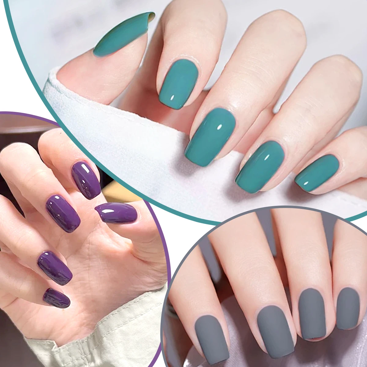 ชุดยาทาเล็บ 9 เฉดสีที่มีสูตรแห้งเร็วและติดทนนาน ประกอบด้วยยาทาเล็บสีแดง, ยาทาเล็บกลิตเตอร์สีแดงเข้ม และ