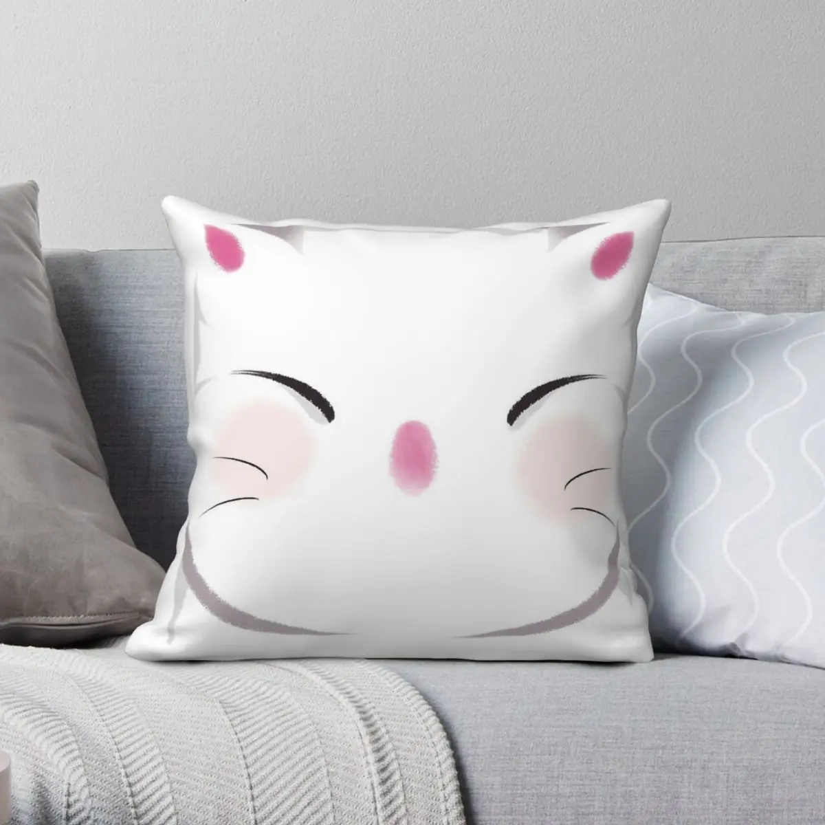 

Final Fantasy Moogle Pillowcase Polyester Linen Velvet Printed Zip Decor Pillow Case Home Cushion Cover