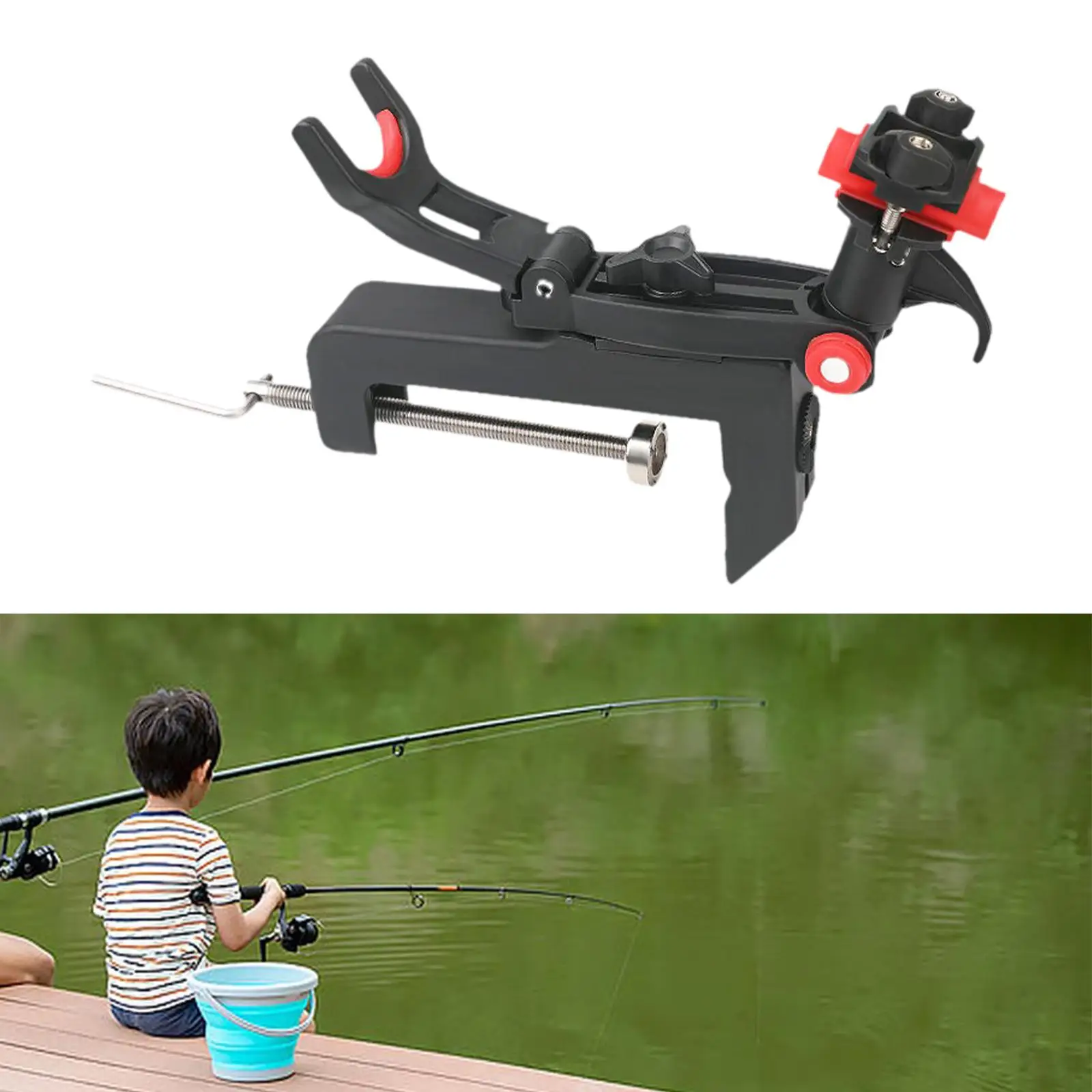 

Boat Fishing Rod Holder Rack 360 Degree Adjustable Fishing Rod Holder for Kayak Canoe Dock with Clamp Fishing Boat Rod Bracket