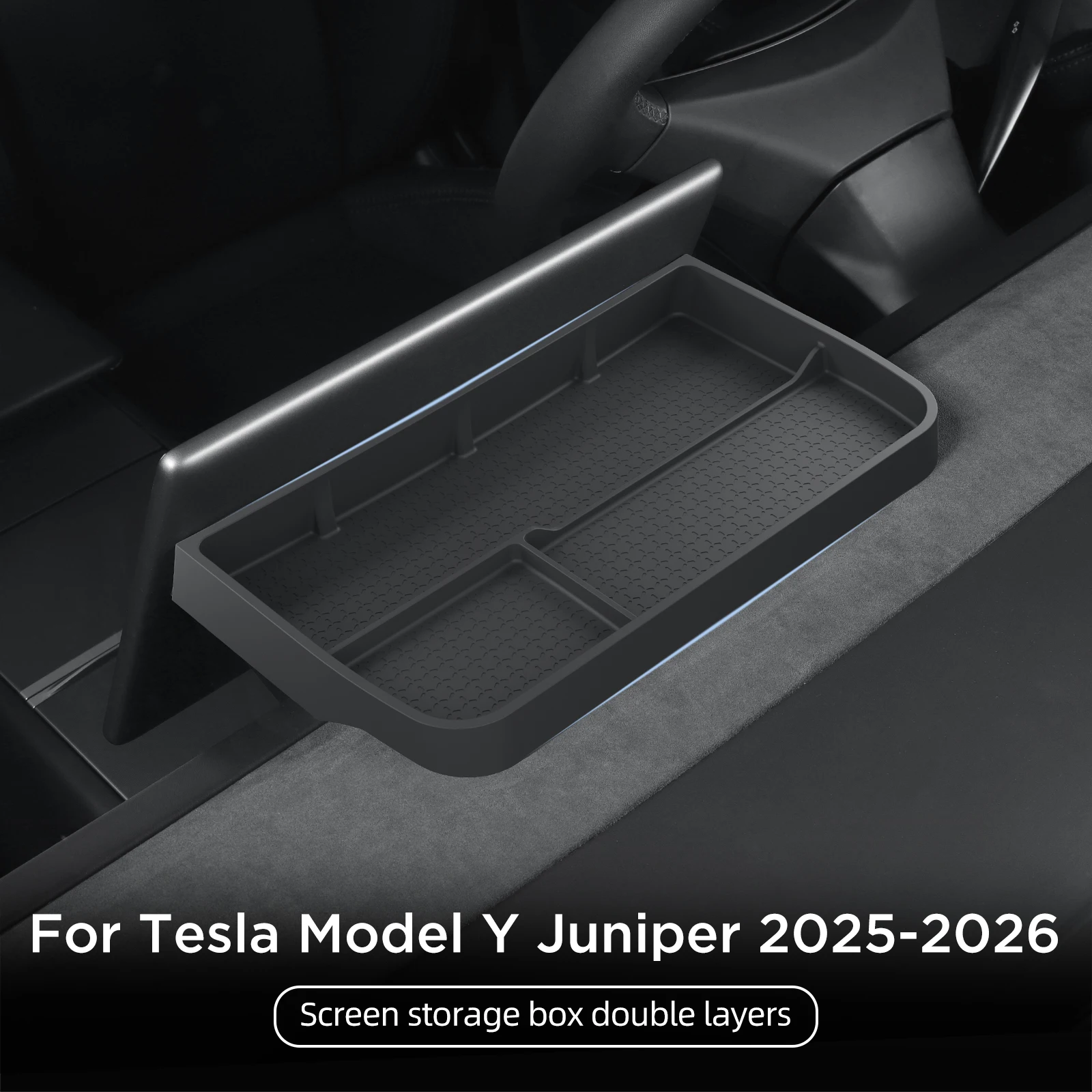 

Smabee for Tesla Model Y Launch 2025 Juniper Dashboard Storage Tray Car Display Screen Rear Storage Box Tray Accessories Black
