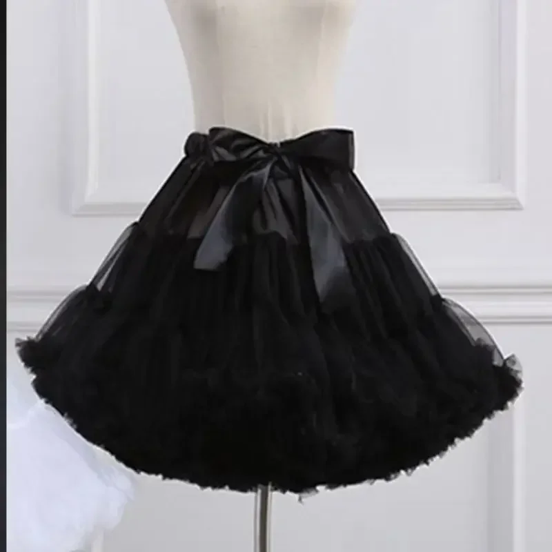 Mulheres lolita saia cosplay petticoat inchado em camadas ballet tutu arco underskirt exuberante para vídeo legal