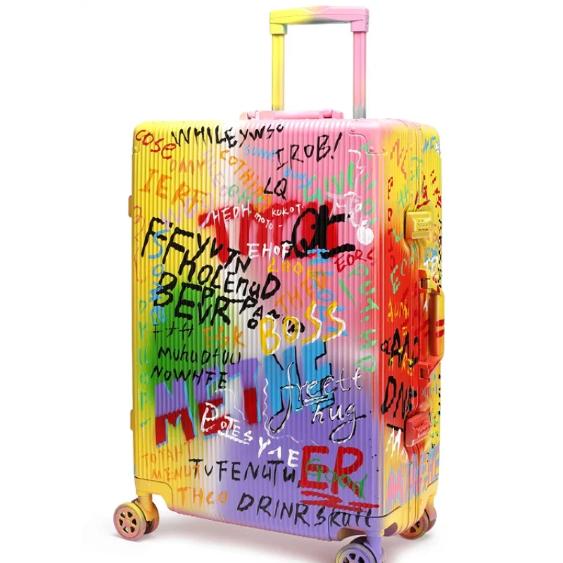 Meiya Shangtu graffiti suitcase ins Internet celebrities new men's and women's tie rod password suitcase