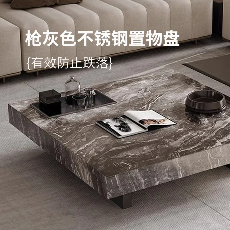 طاولة قهوة إيطالية بسيطة وخفيفة الوزن وحديثة وبلاط صخري مربع وغرفة معيشة راقية للمنزل #5