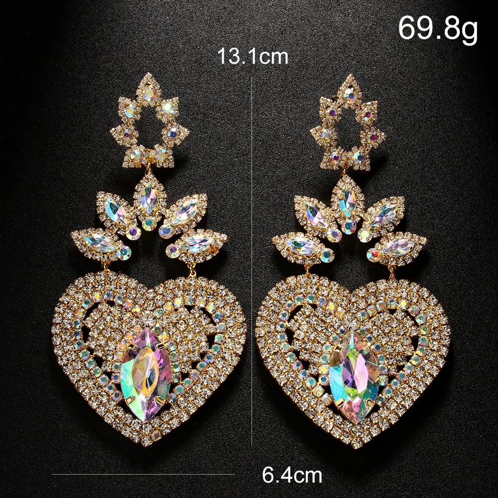 Stonefans Exaggerated Heart Dangle Earrings Wedding Accessories 2025 Tendance Oversize Love Crystal Hanging Earrings Party Gift