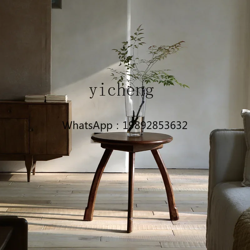 

K8 Solid Wood Side Table round Tea Table Bedside Coffee Dual-Use Middle-Ancient Living Room