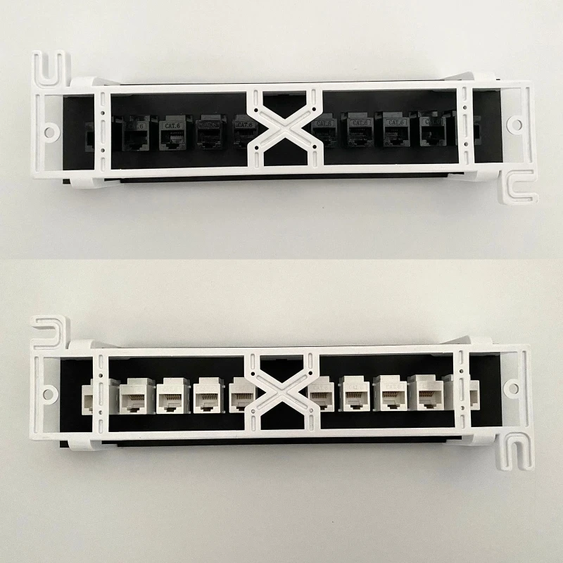 10 porta reta-através do painel de remendo cat6 rj45 cabo adaptador keystone jack ethernet distribuição quadro utp 19in