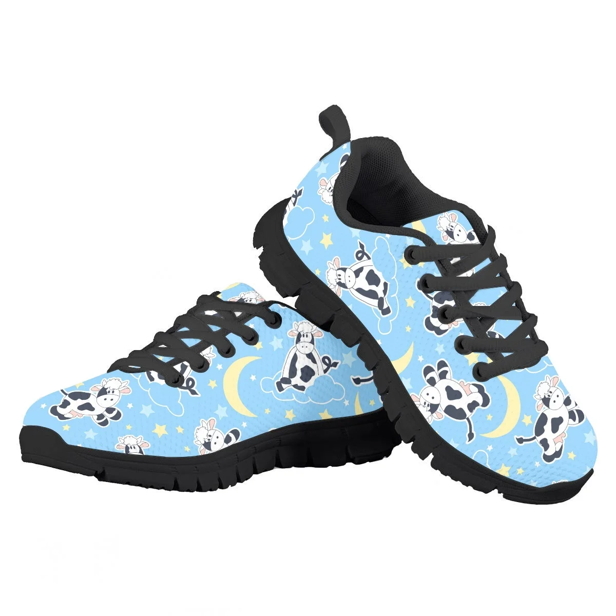 

Kawaii Cow Clouds Children's Running Shoes Durable Lace Up Breathable Casual Sneakers Outdoor Travel Flats Zapatos Para Mujeres