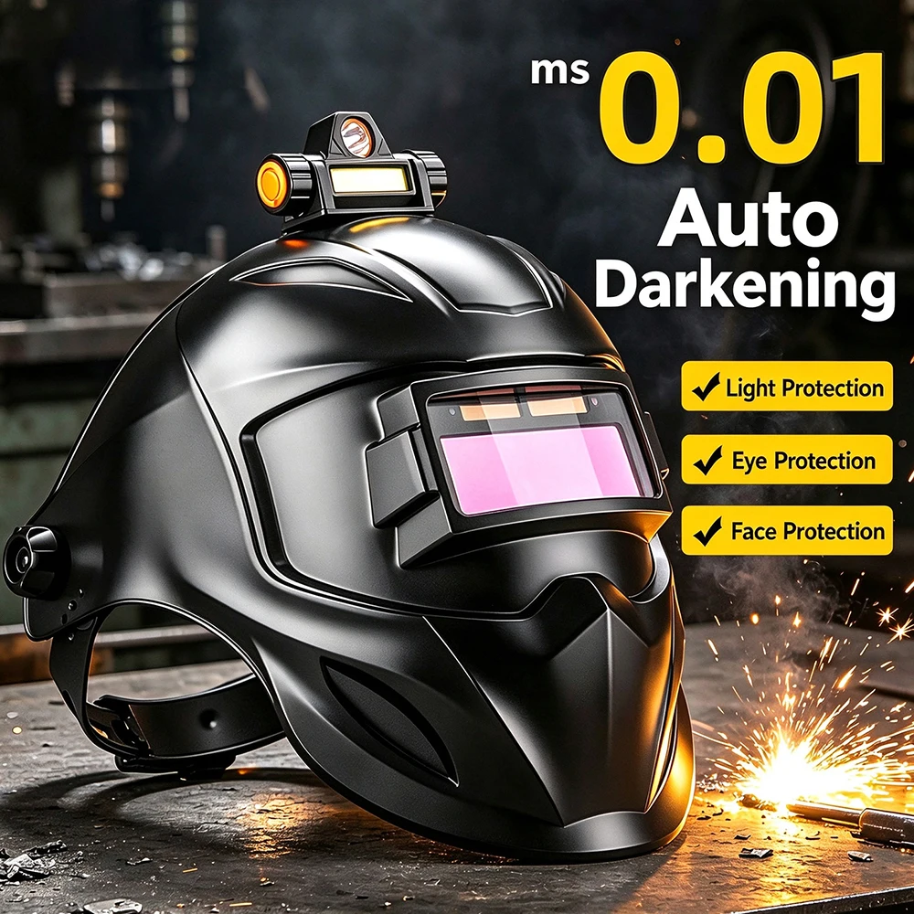 Auto Darkening Welding Helmet True Color Large View Safety Mask UV IR Protection For Arc Welding TIG MIG Grinding