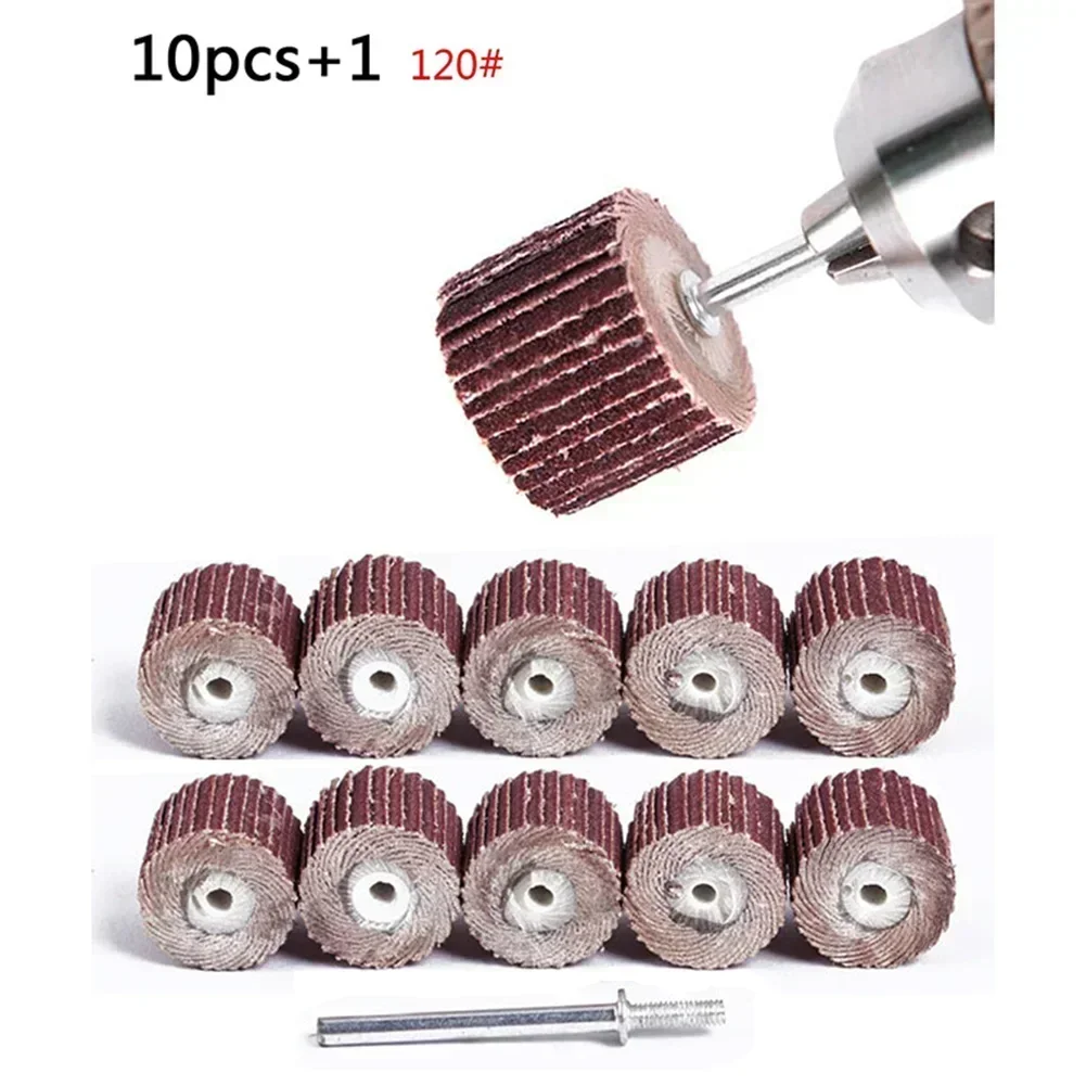 10 Pcs Flap Wheel Disc Sanding Drill Sandpaper Polishing Drill Bit 80/120/240 Grit Rotary Tool For Grinder Head