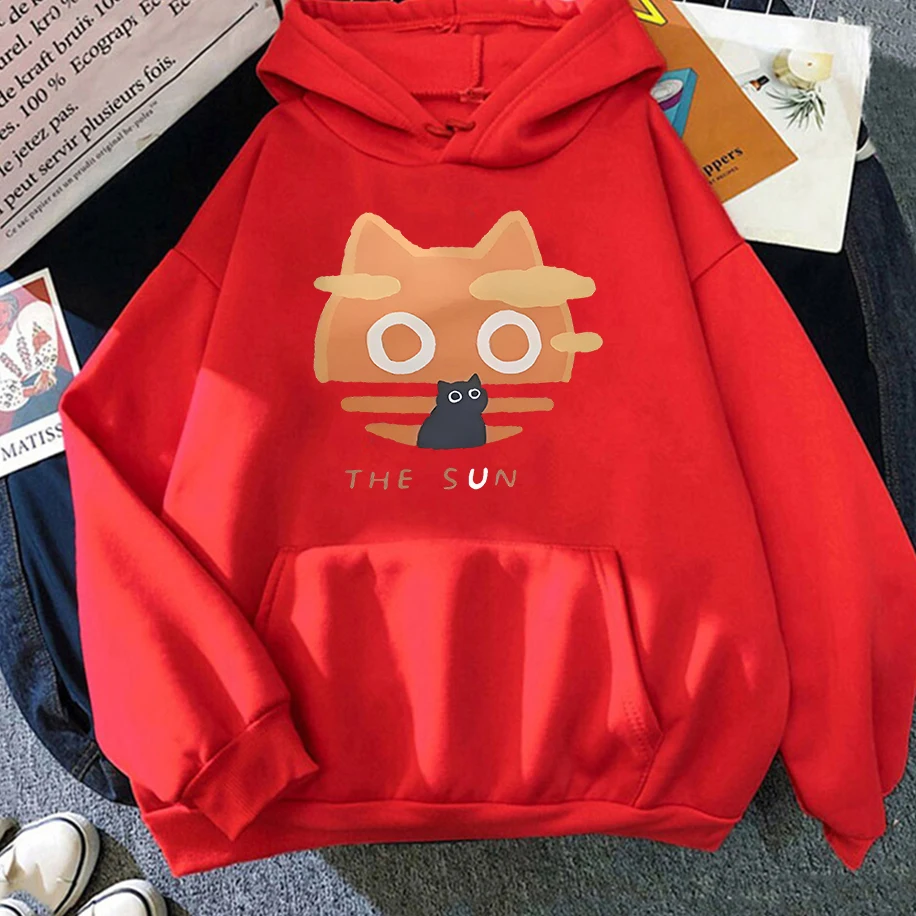 الشتاء المشجعين القط طباعة أنيمي مضحك الرجال امرأة هوديي الهيب هوب موضة عادية كبيرة Y2K زوجين بلوزة مريحة البلوز #5