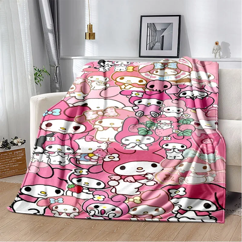 Sanrio Melody Kawaii Melo Cartoon Girl Gift Soft Flannel Blankets,Throw Blanket Comfortable Blanket for Beds Sofa Home Bedroom