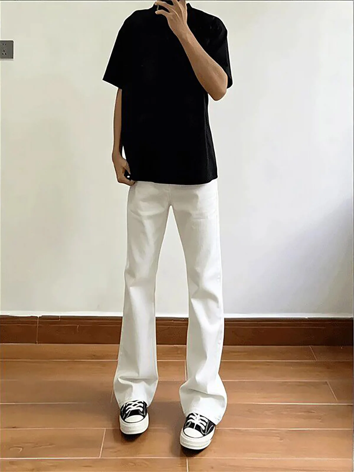 Cleanfit Slim Straight Micro Flare Wide Leg Jeans Men's American High Street White Knife  Teenage Youth Jeans Straight Tube