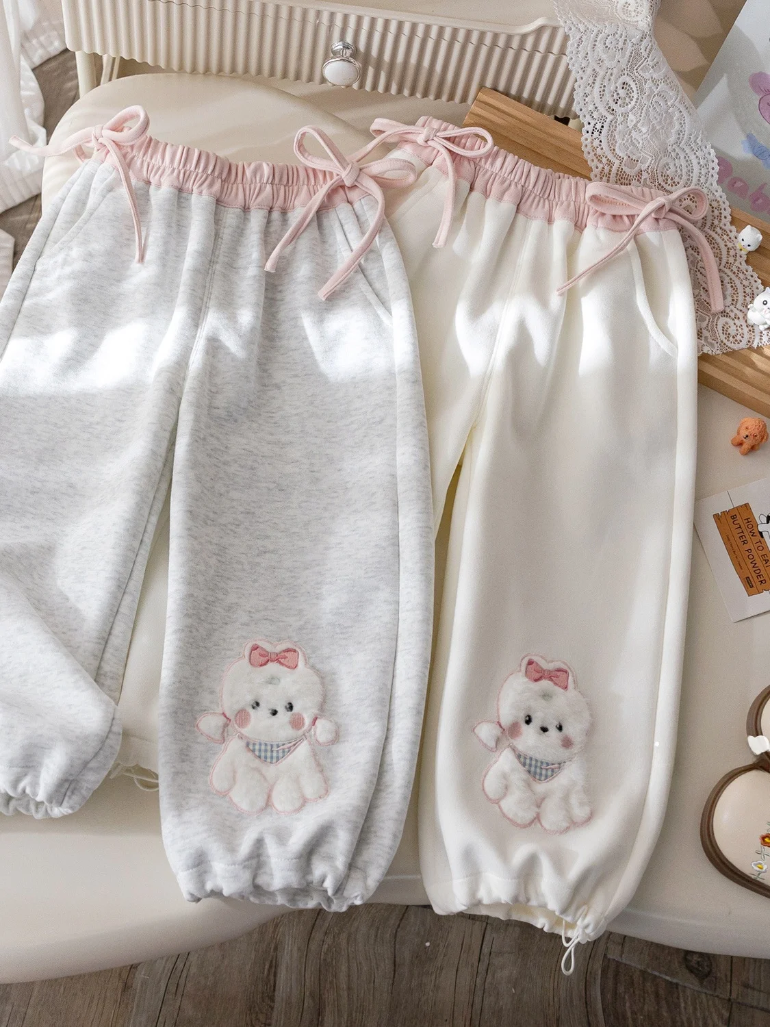 Dziewczęce spodnie sportowe na wiosnę i jesień, luźne, codzienne, z wiązaniem, kolorowe, proste nogawki, wysoki stan, długie spodnie dla dzieci.