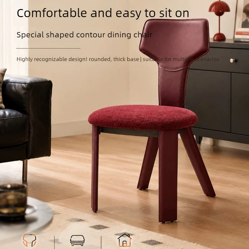 Nordic Inspired Saddle Leather Dining Chair with Backrest, Reception and Conference Seat for Hotel, Cafe, Living Room and Office