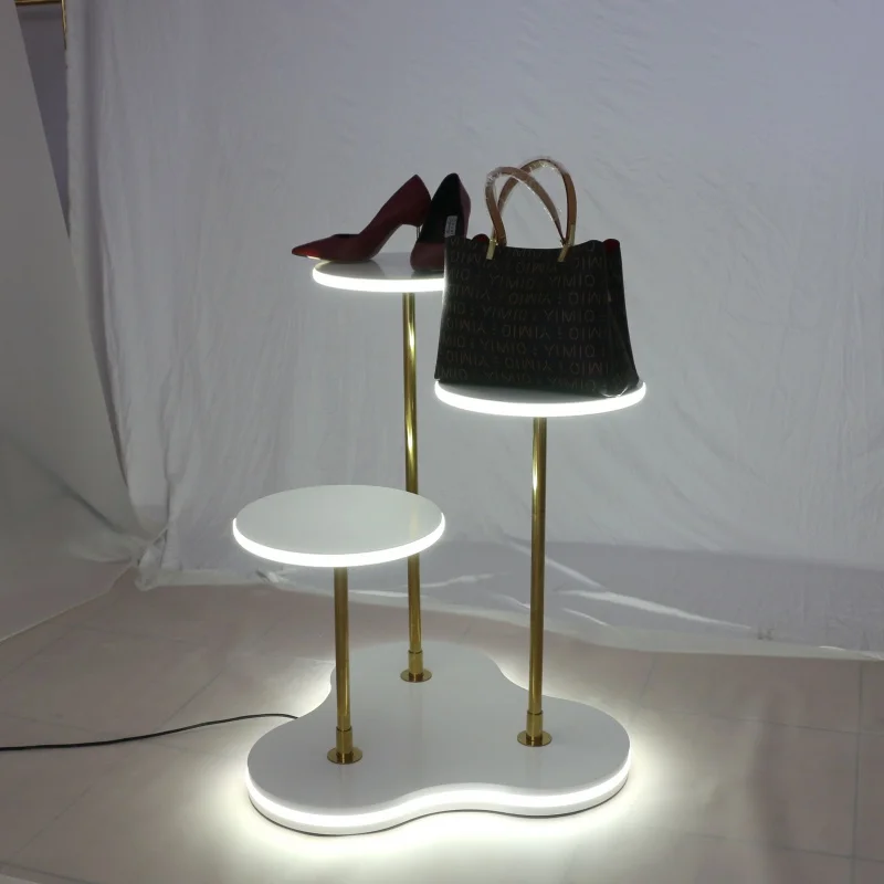 Custom, Luxury Clothing Store Window Decoration Luxury Display Rack Props Display Stand Table with Led Light