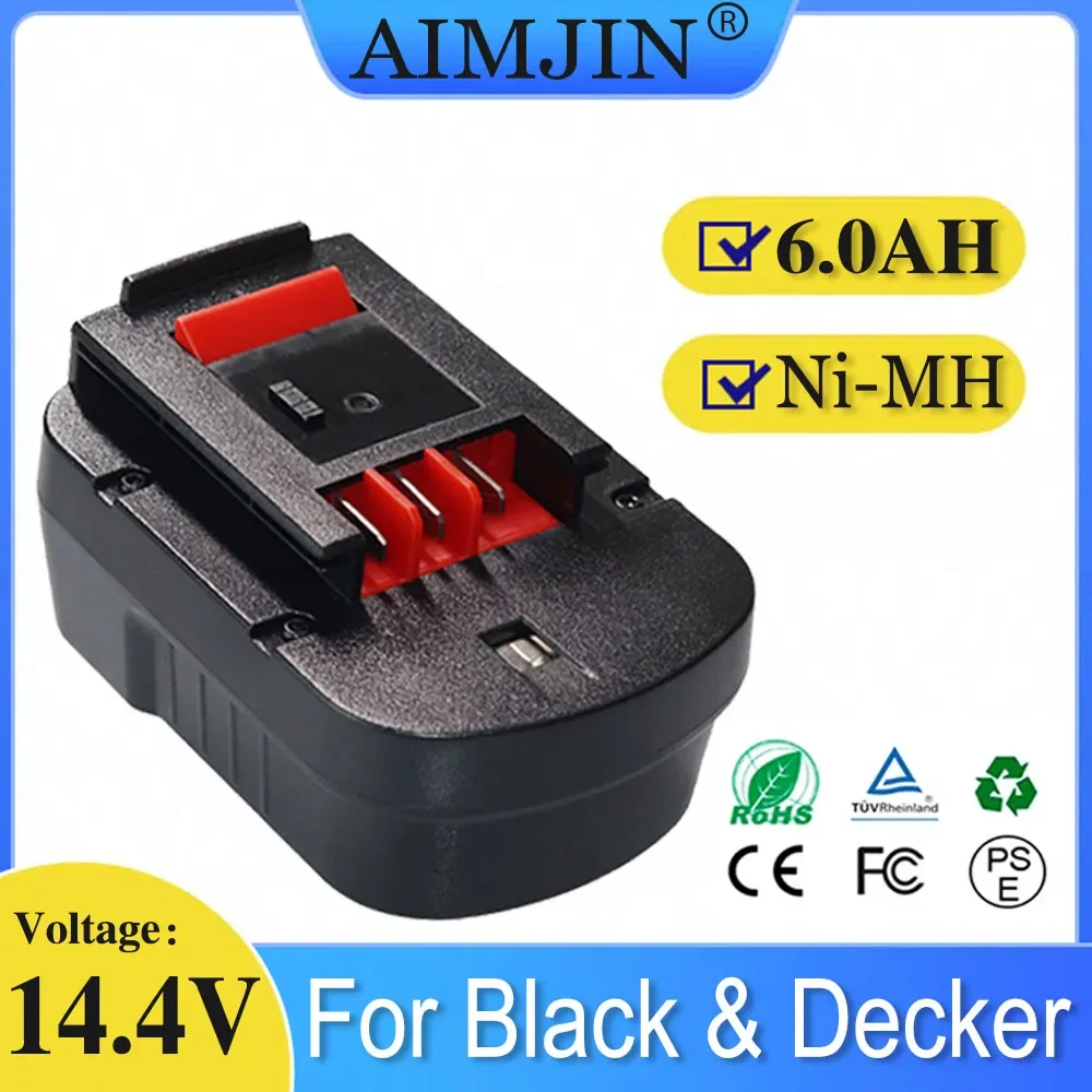 Para Black & Decker 14,4 V 6000mAh batería de herramienta, Compatible con A18 A1718 A18NH HPB18 HPB18-OPE FS1800CS FS1800D FS180 FS18ID