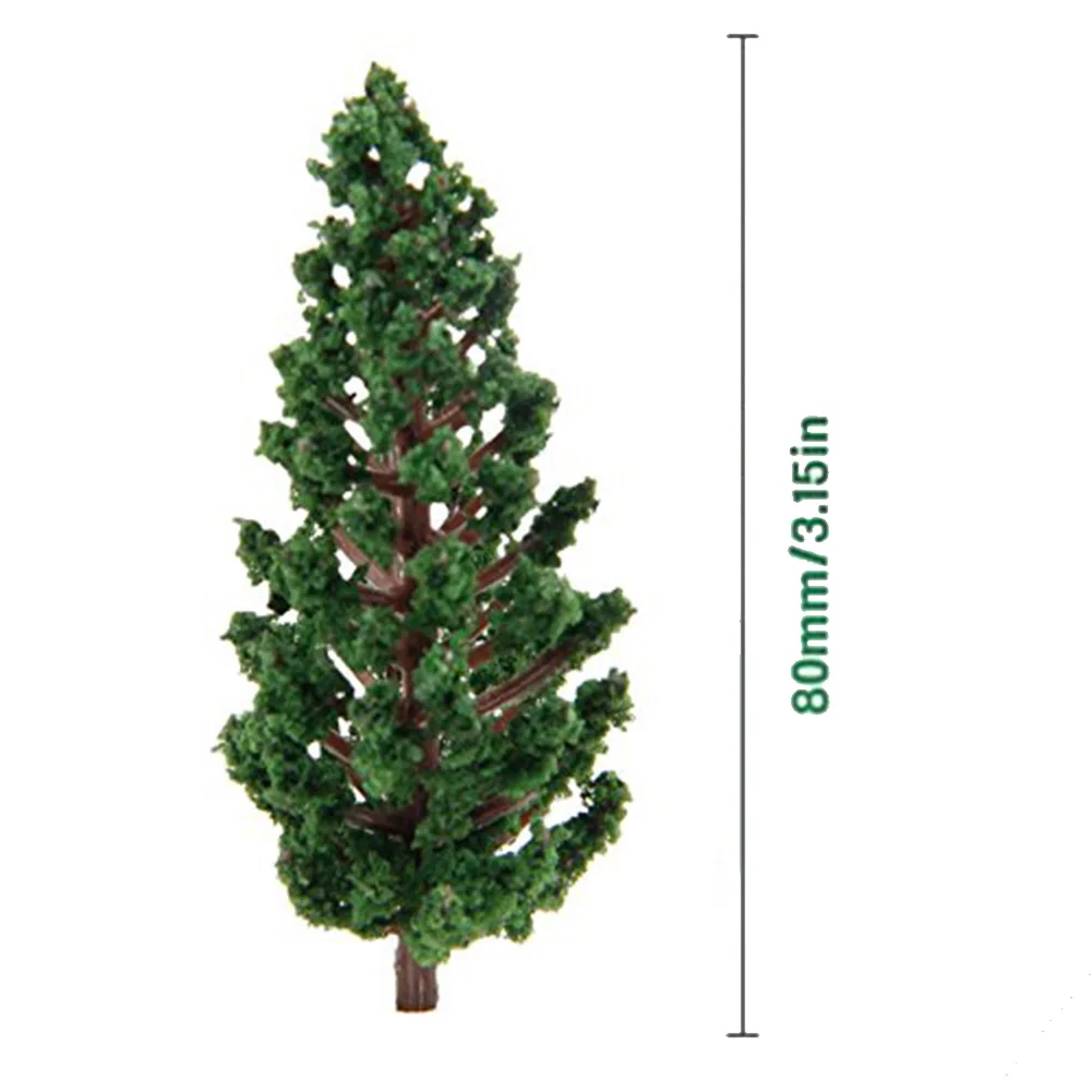 Plastic 50PCS Realistic Pine Trees 80mm Tall for HO and OO Scale Dioramas Model Railroad Layouts and Miniature Landscape Sets