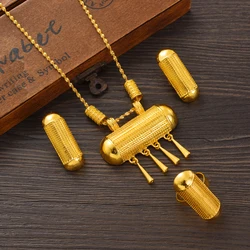 Vintage 24K Gold Plated Ethiopian Cute Earrings/Pendant/Ring Jewelry Sets Africa Bride Wedding Eritrea Classic Gifts