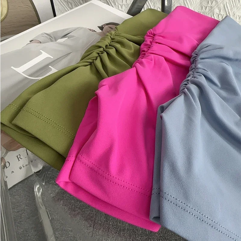 Solid Color High Waist Seamless Butt Lift Yoga Shorts Breathable Quick Drying Fitness Leggings Cycling Running Sports Shorts