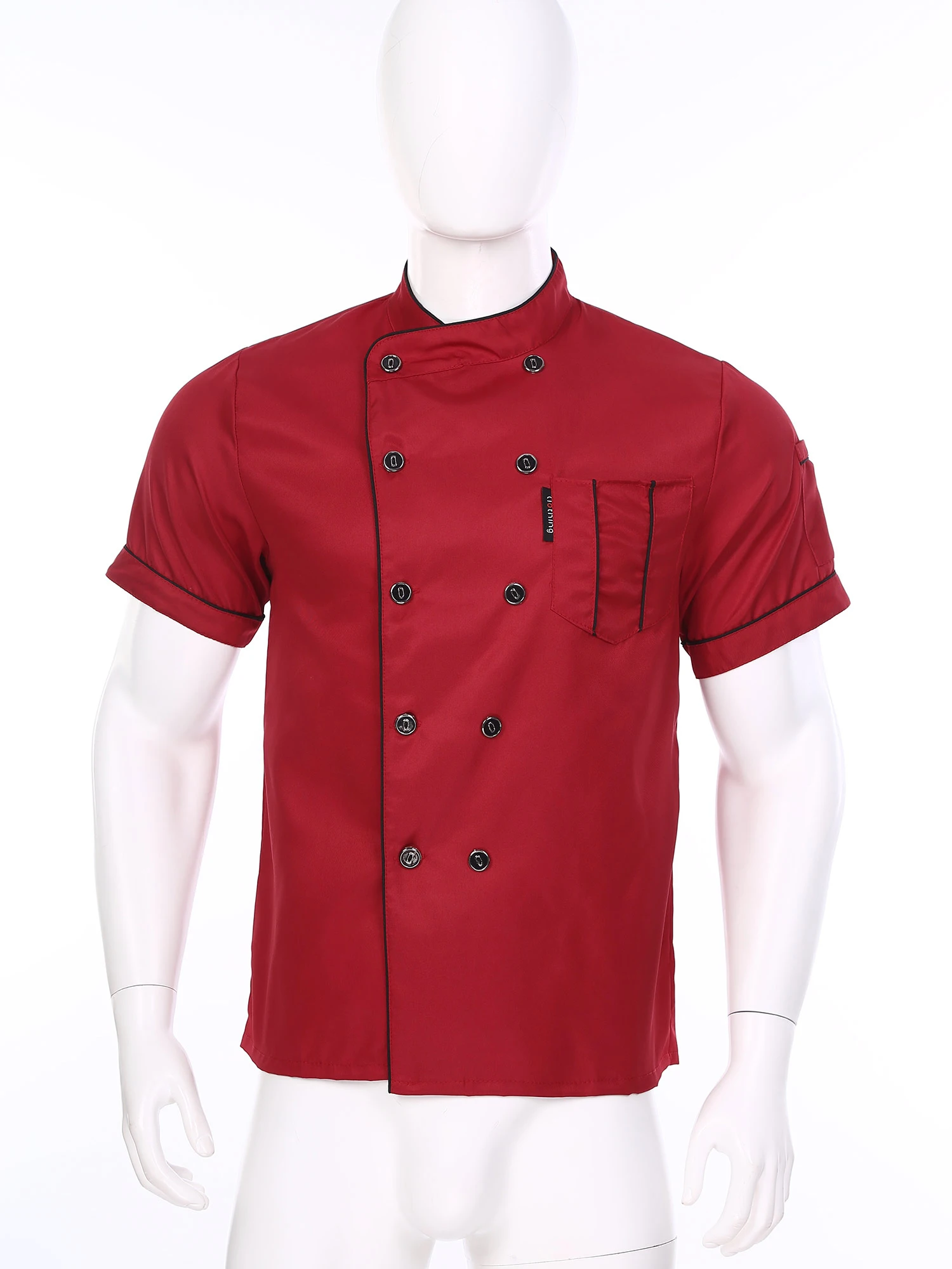 Unisex Men Women Long Sleeve Work Chef Jacket Restaurant Bakery Hotel Kitchen Uniform Cross-Over Collar Double-Breasted Coat