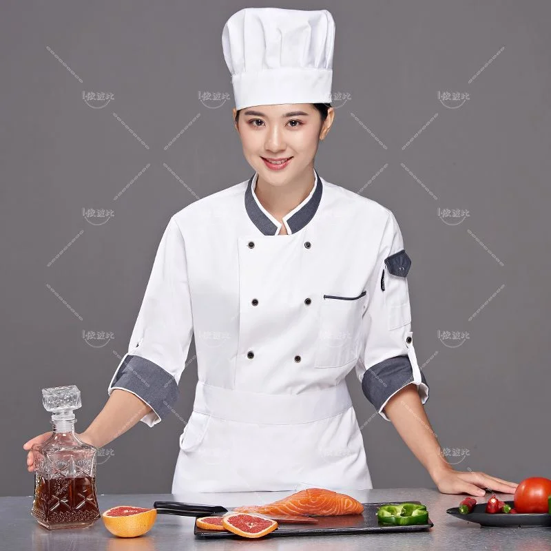 Veste de chef de restaurant blanche pour homme, uniforme de chef à double boutonnage, manteau de cuisine, manches courtes, respirant, service alimentaire de Chamonix, logo gratuit