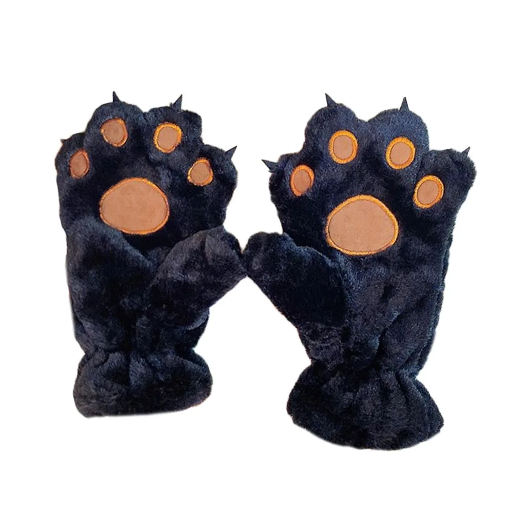 

Fashion Warm Women Winter Gloves Bear Paw Soft Furry Mittens Cartoon Coldproof Cat Paw Gloves Cosplay