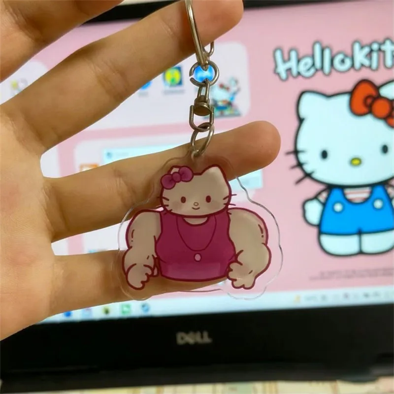 Hello Kitty Sanrio Keychain Anime Kuromi My Melody Acrylic Keyring Kawaii Cinnamoroll Pochacco Pendant Keychains Christmas Gifts