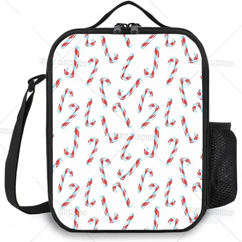 

Candy Cane Soft Cooler Lunch Bag for Women Men Aquarelle Style Sweets Insulated Lunch Tote Bag for Work Picnic School Travel