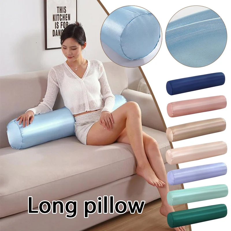 100cm Cervical Neck Roll Ice Silk Stuffed Round Bolster Body Support Sofa Cushion Long Cylinder Neck Pillow With Core Removable