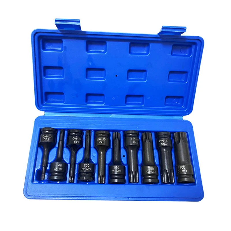 10PCS 1/2 inch Drive Impact Socket Hexagonal T30 T40 T45 T50 T55 T60 T70 T80 T90 T100 Star Bits Set  Plum Blossom Rotary Sleeve