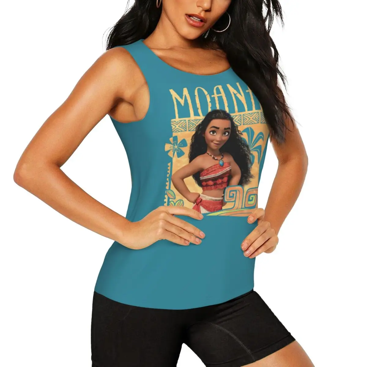 Custom Women Moana Find Your Way Workout Yoga Shirt Sleeveless Athletic Running Tank Tops