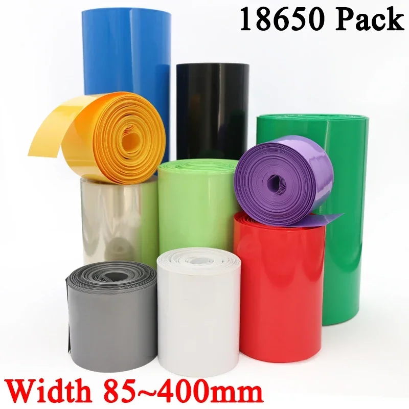 1 Metr Termokurczliwa Folia PVC do Baterii Lipo 18650, Szerokość 85mm ~ 400mm, Izolująca Owijka, Obudowa Litowa, Osłona Kabla, 300V, Niebieska