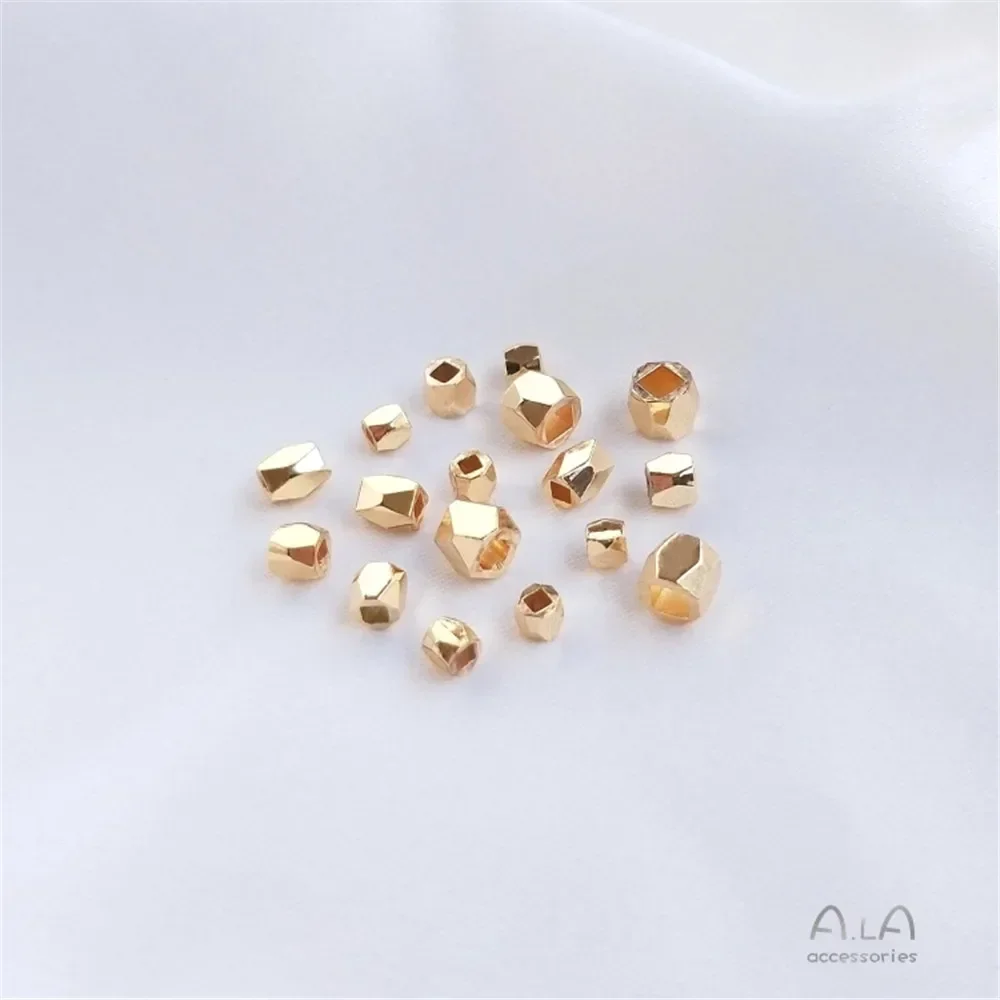 

14K Copper Clad Gold Cut Corner Beads, Diamond Hexagonal, DIY String Bracelet Separation, Jewelry Accessories, C117