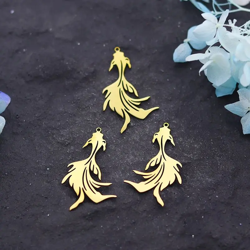 3pcs/lot Stainless Steel Gold Color Lucky Koi Fish Pendant Charms for Jewelry Making Bracelets Earrings DIY Handmade Accessories