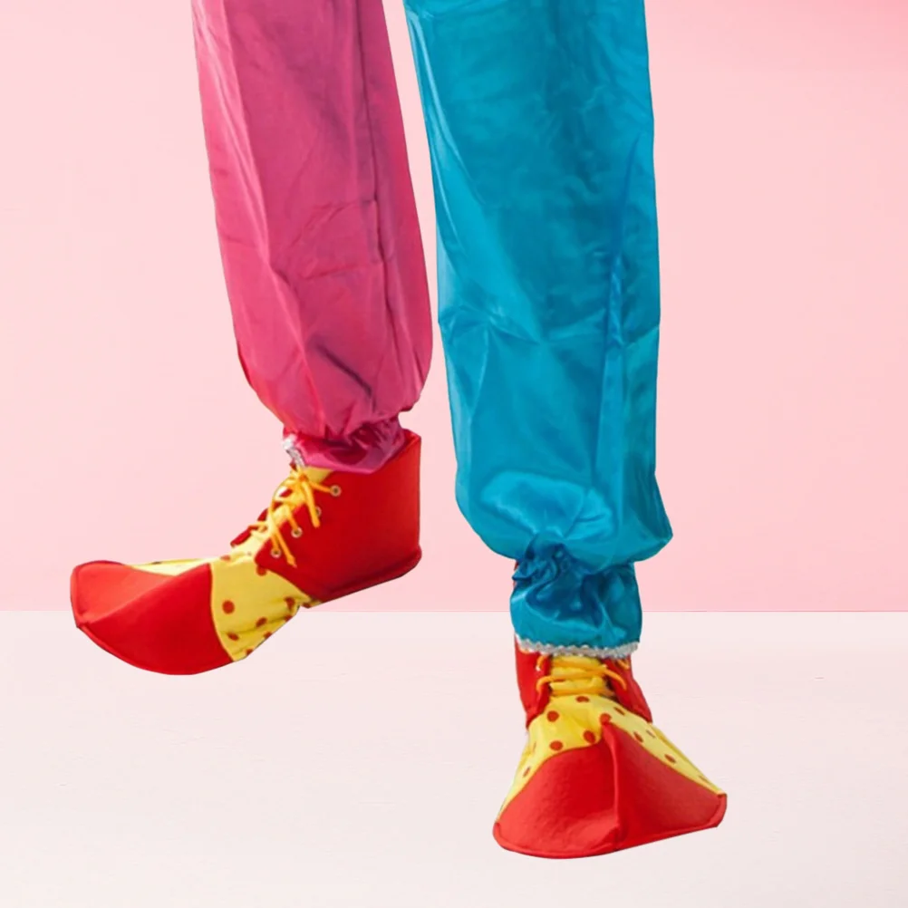 1 pçs sapatos de palhaço vermelho brilhante adereços desempenho de grandes dimensões traje de máscaras para mulheres homens halloween carnaval sapatos de palhaço