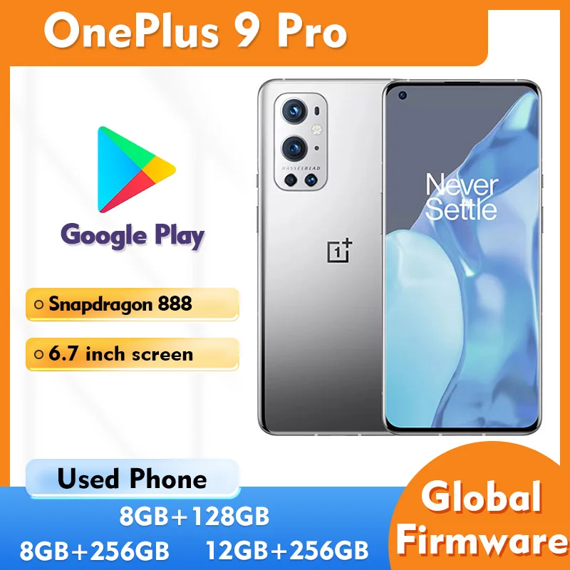 Смартфон OnePlus 9 Pro 5G, 128 ГБ/256 ГБ ПЗУ, 6,7 дюйма, камера 50 МП, Bluetooth, б/у