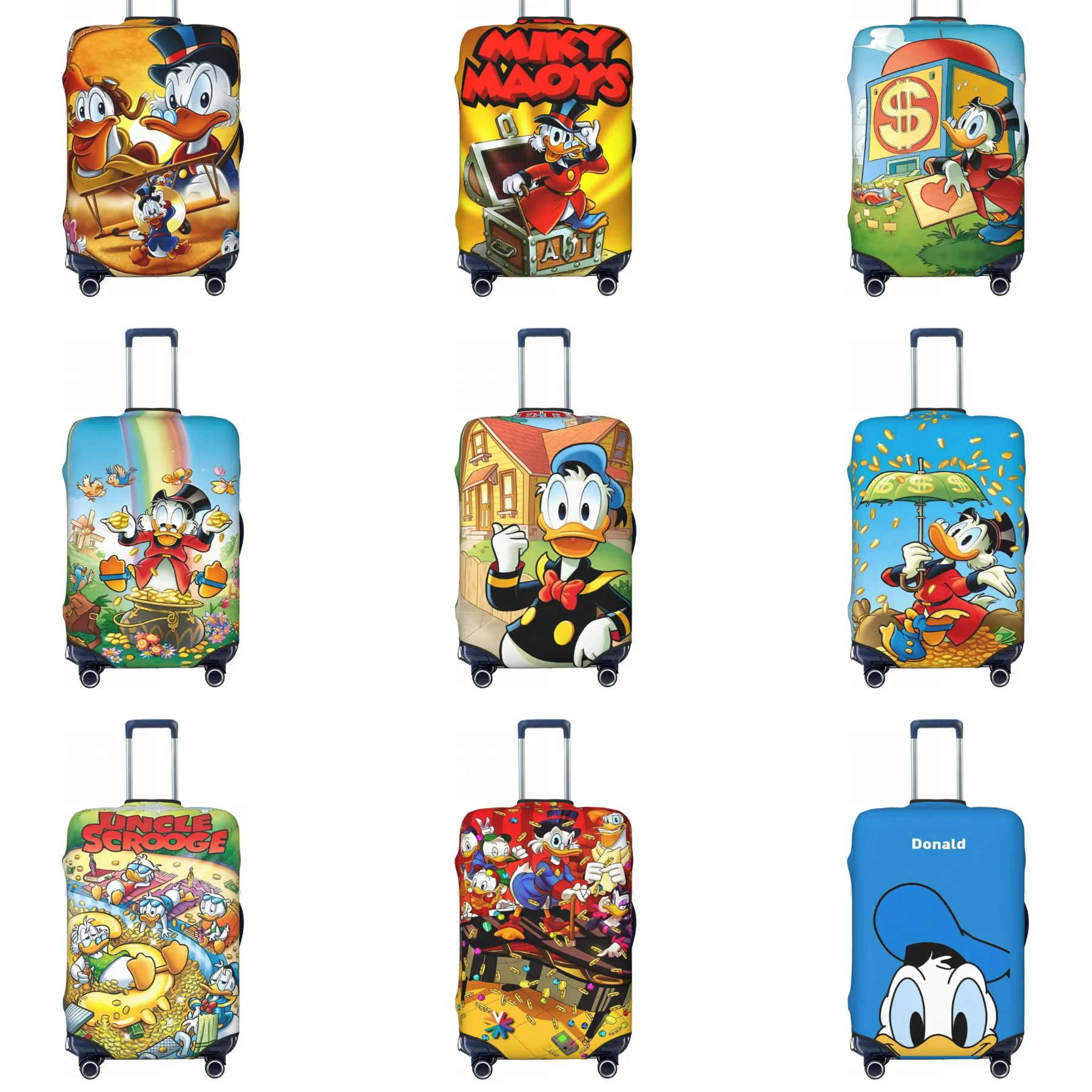 Cartoon Donald Duck Gold Suitcase Cover Vacation Business Fun Luggage Accesories Protector