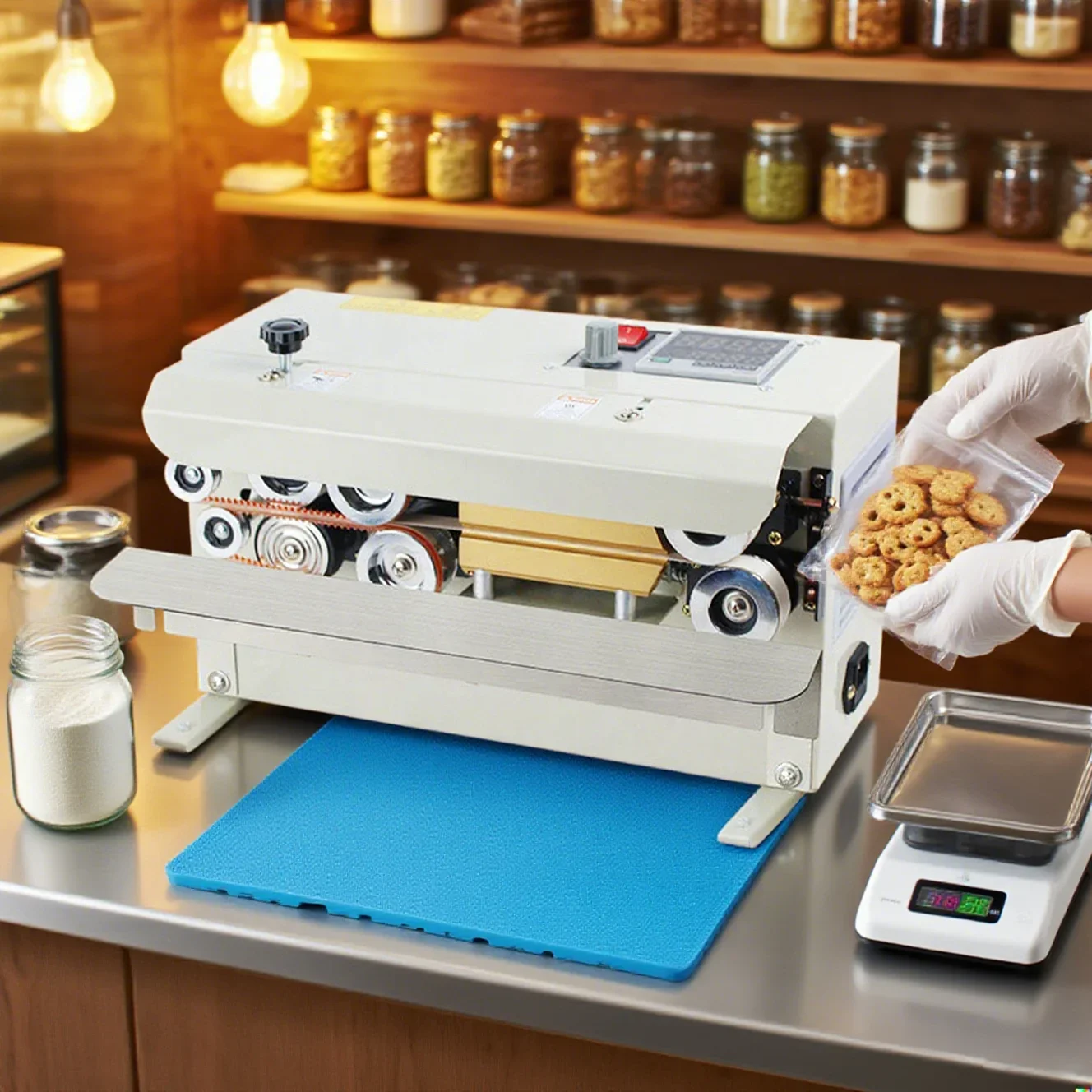 

FR-550 Automatic Horizontal Plastic Film Bags Heat Sealing Machine Continuous Band Sealer Machine Without Conveyor Smaller Type